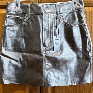 Express Shimmering Gun Metal Faux Leather  Mini Skirt